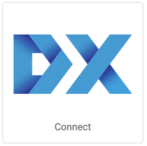 D X logo. Button that reads, Connect
