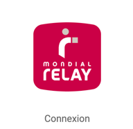 Mondial Relay logo on tile with button that reads, "Connect".