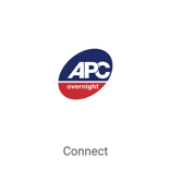 APC Overnight logo on square tile that says "Connect"