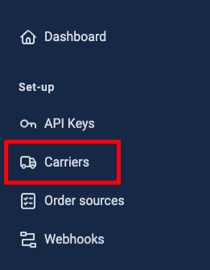 Carriers section selected under ShipEngine Setup