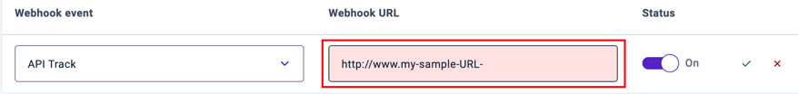 "Webhook URL" field highlighted in entry for new webhook