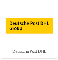 Deutsche Post DHL Group logo on tile that reads, "Deutsche Post DHL" under.