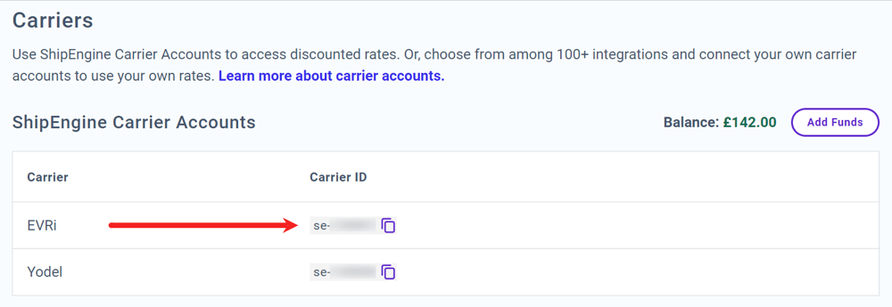 Carrier Billing settings showing the Carrier ID field