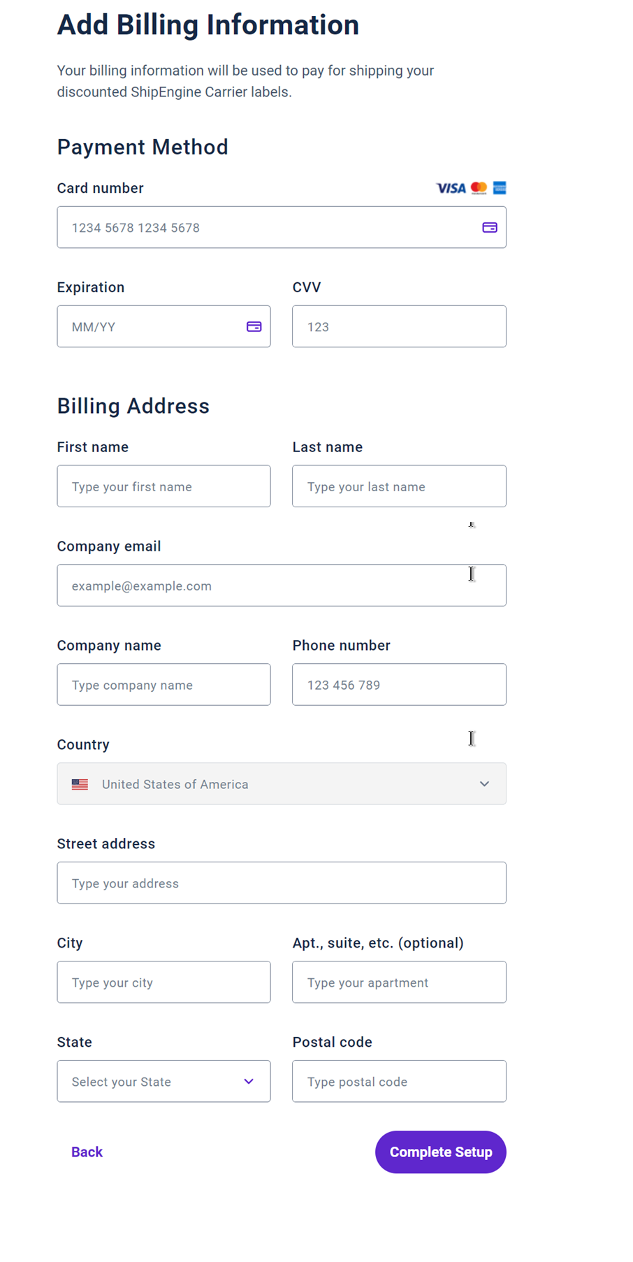 Add billing info screen for Engine sign up workflow