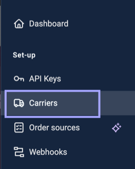 Dashboard. Carriers section selected under ShipEngine Setup