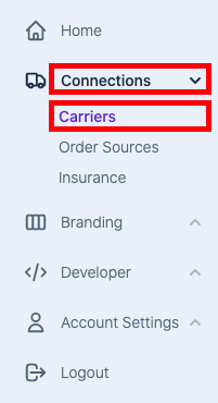 Carriers tab selected under Connections menu.