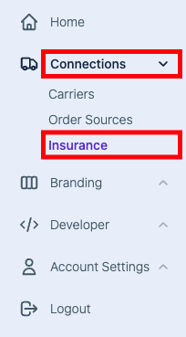 Insurance tab selected under Connections menu.