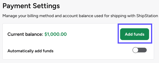 Add Funds button next to balance amount