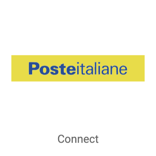 Poste Italiane logo on square tile button that reads, "Connect".